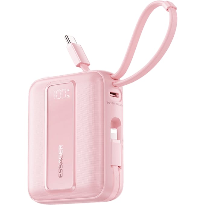 Essager Quick Charge Compact Powerbank met Kabels Roze 10.000 mAh