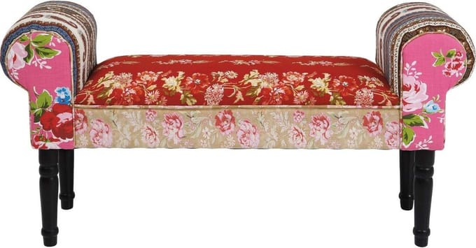 Patchwork Zitbank in Vrolijke Rood en Roze Tinten