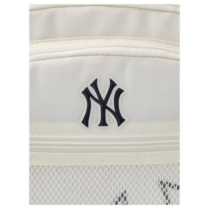 MLB 25FW New York Yankees 3-laags 21L Merklogo Mode Veelzijdig Nylon Polyester Rugzak Kinderrugzak Wit 7ABKB065N-50CRS White white