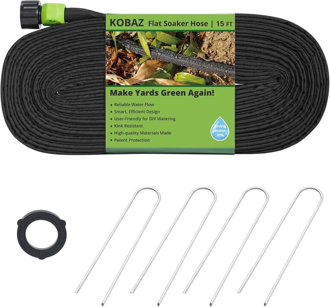 Platte Soaker Slang - Druppelslang - Tuin Bewateren - Bespaar 70% Water - 45 Meter - Zwart