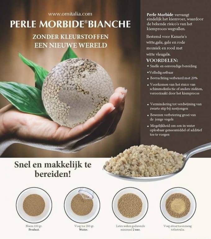 Perle Morbide Bianche 9 kilo - 9 kilo - Eivoer voor vogels - Supplementen - Vogelvoer - Kiemzaad
