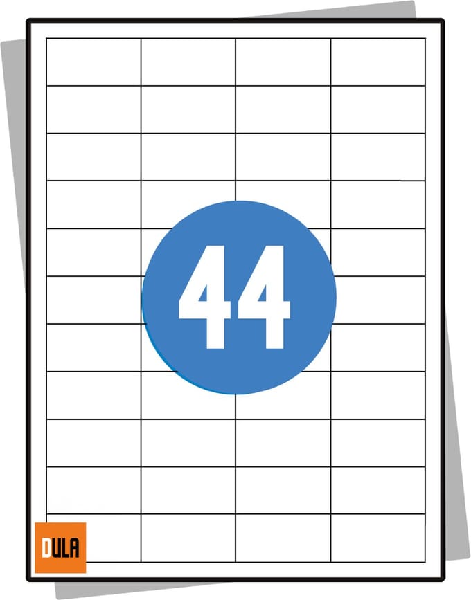 DULA Etiketten - Stickervellen A4 - 44 stickers per vel - 48,3 x 25,4 mm - 100 vel