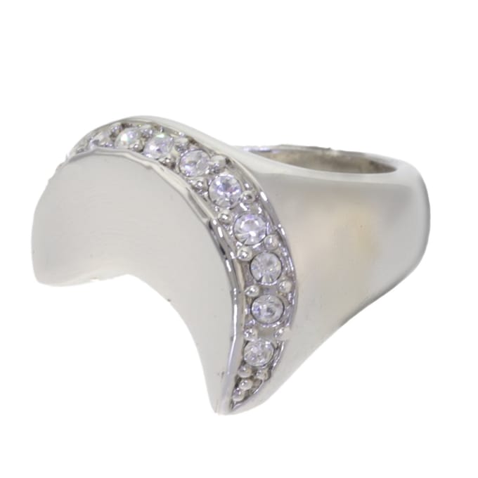Behave – ring – Transparant – Zilverkleur – Golvend design – Brede band – Kristalaccenten