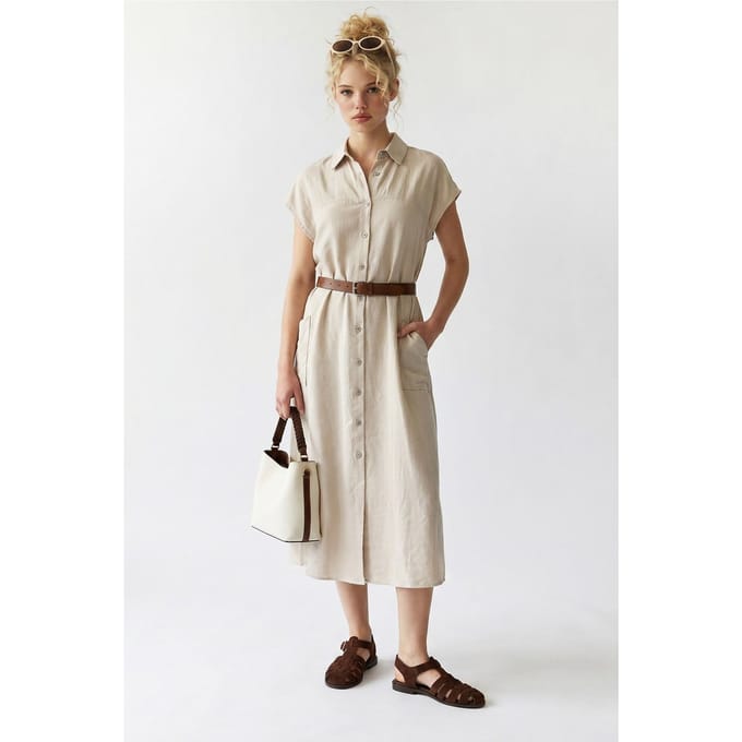 Geveste Midi Overhemdjurk