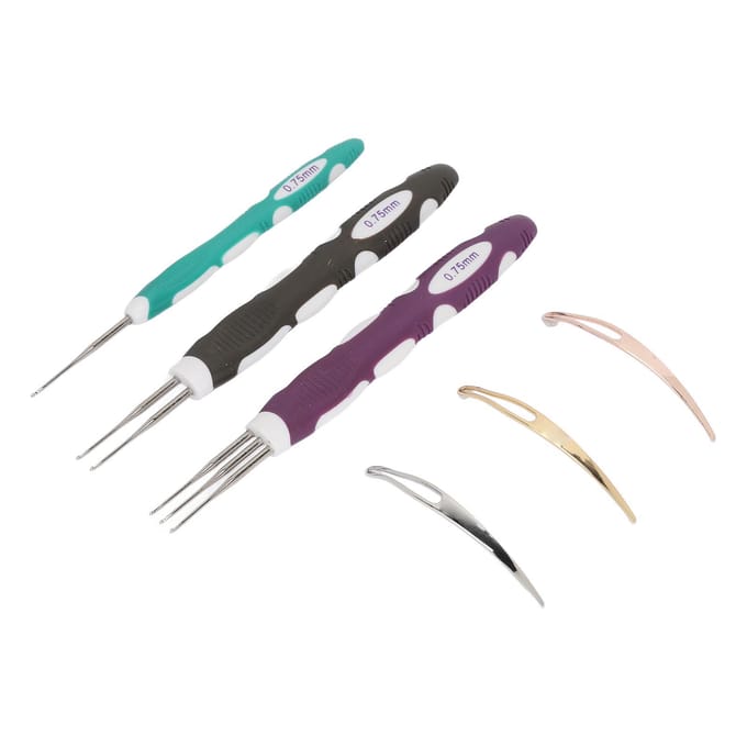 6 stuks 0,75 mm Dreadlocks Haaknaald Gereedschap voor Haarweven 1 2 3 Haken Dreadlock Interlocking Tool black