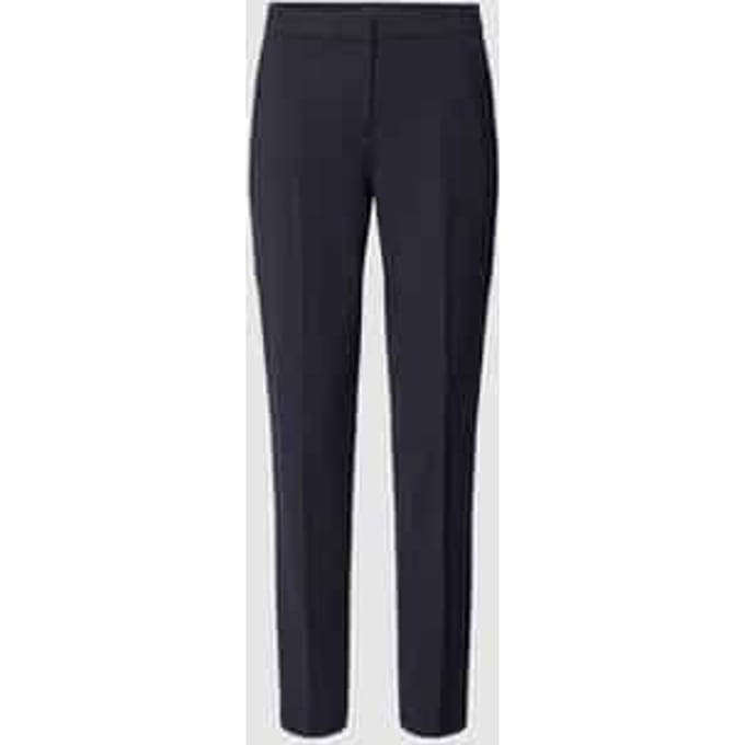 Slim fit stoffen broek van viscosemix met logo-applicatie