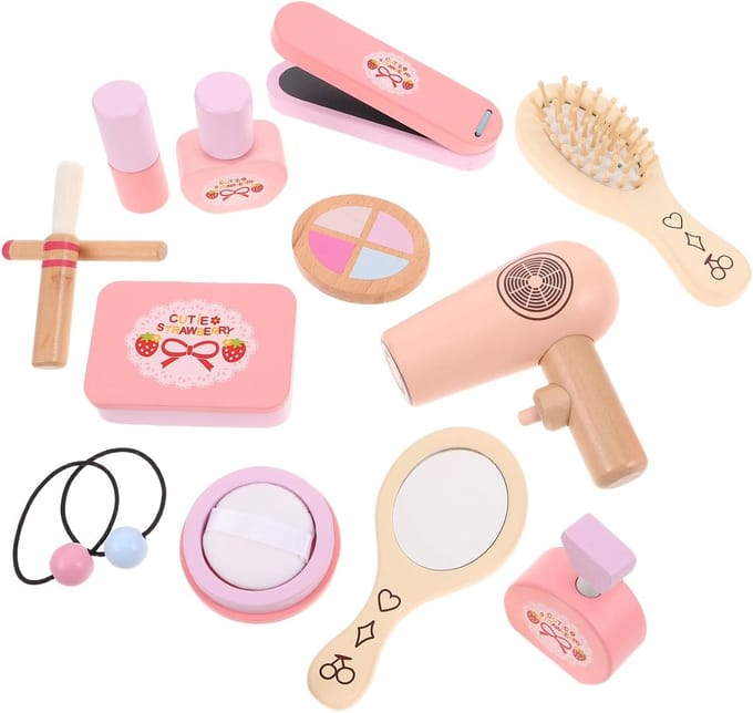 Houten Make-up Speelset - Nep Make-up Kinderen - Fantasierijk Spel - Duurzame Houten Constructie