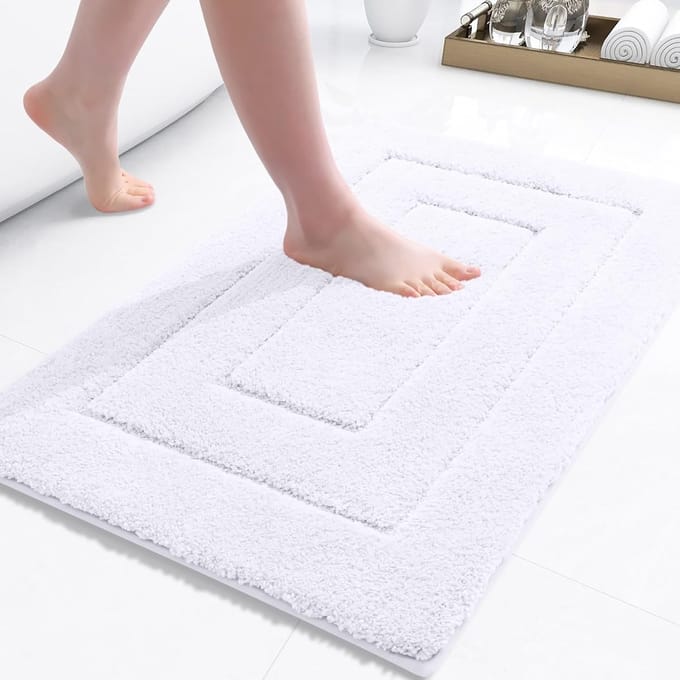BOTC Badmat - Antislip - 80x50cm - Absorberende Badmat - Douchemat - Toiletmat - Wit