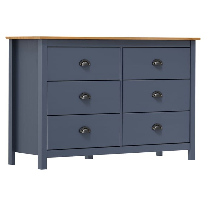 vidaXL - Dressoir - Hill - 125x40x80 - cm - massief - grenenhout - grijs