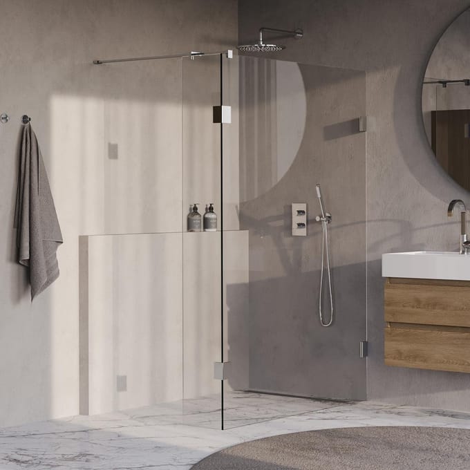 Brauer Void - Inloopdouche - Helder Glas - 140 x 200 cm - met Zijwand 40 cm - incl. Glascoating - Chroom