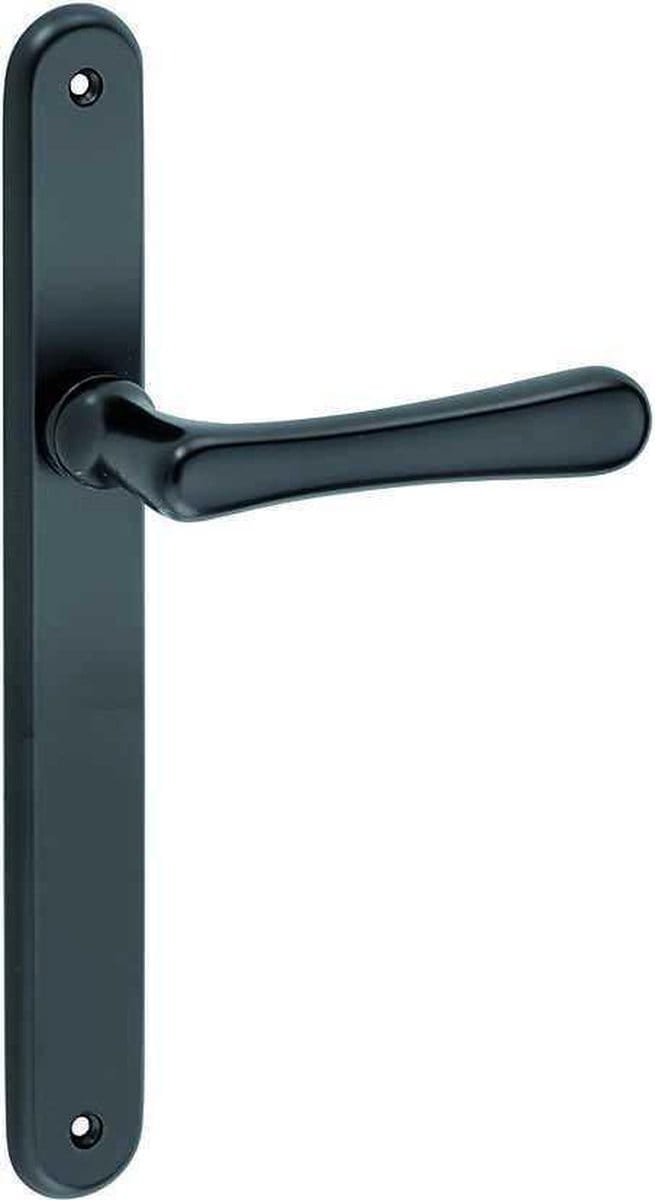 Deurkruk op ovaal schild Linea blind mat zwart