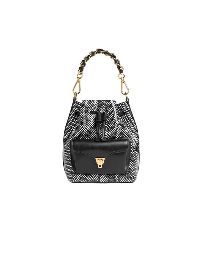 Handbag Elaphe Printed Leather/Calf Smooth Leather