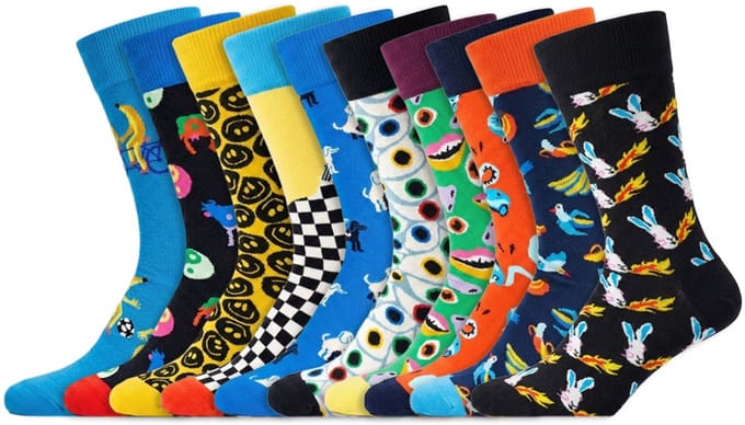 10 Paar – Happy Socks – Dames & Heren – Thema Grappig – Katoen – Maat 36-40