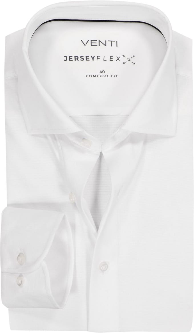 VENTI CASA MODA comfort fit overhemd - jersey - wit - Strijkvriendelijk - Boordmaat: 50
