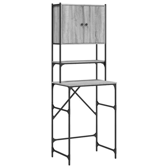 vidaXL - Wasmachinekast - 68x48,5x194 - cm - grijs - sonoma - eikenkleurig
