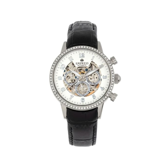Empress Beatrice automatisch skelet wijzerplaat horloge met lederen band met dag/datum