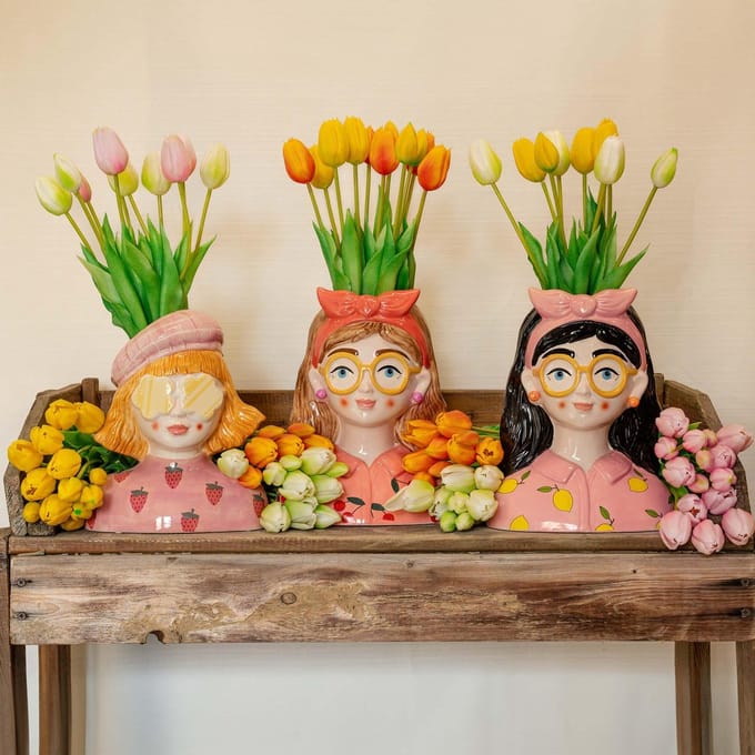 Tulpenboeket - Oranje - ‘Real Touch’ Kunsttulpen - 5 stelen - 43 cm