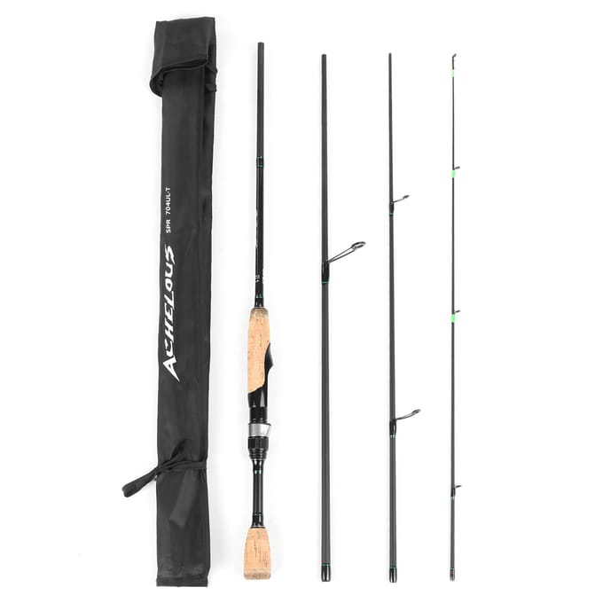 Draagbare reis spinhengel 6.8FT lichtgewicht koolstofvezel 4-delige hengel 2.1m black