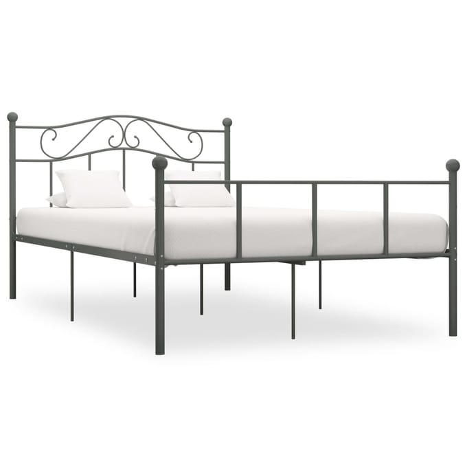 vidaXL - Bedframe - metaal - grijs - 160x200 - cm