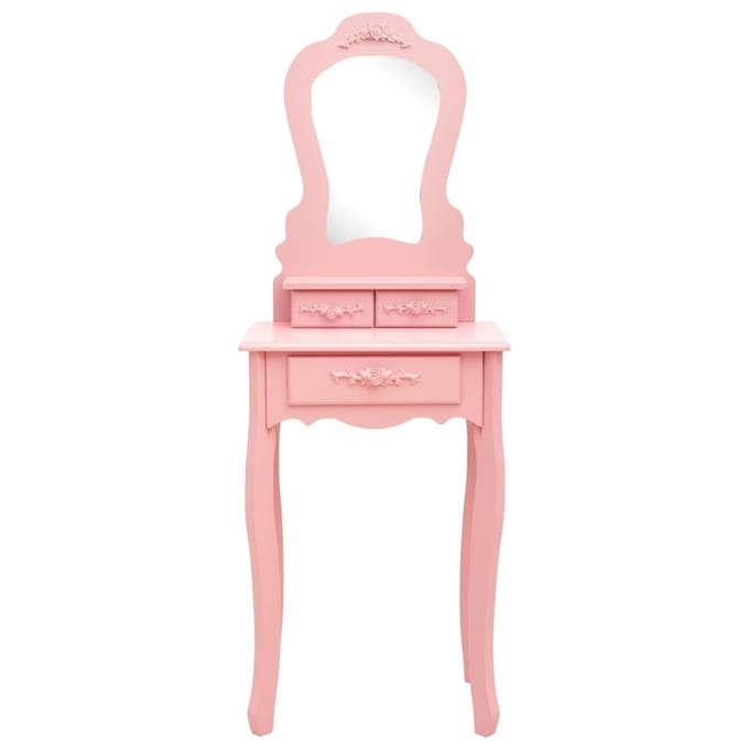 Ensemble Table de Maquillage avec Tabouret Rose 50 x 59 x 136 cm Bois de Paulownia