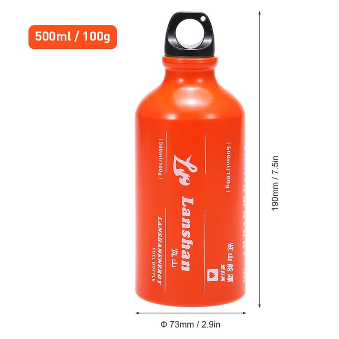 Bouteille d'essence de 500ml, kérosène, alcool, réservoir de gaz liquide, bouteille de stockage de carburant pour l'extérieur 500ml