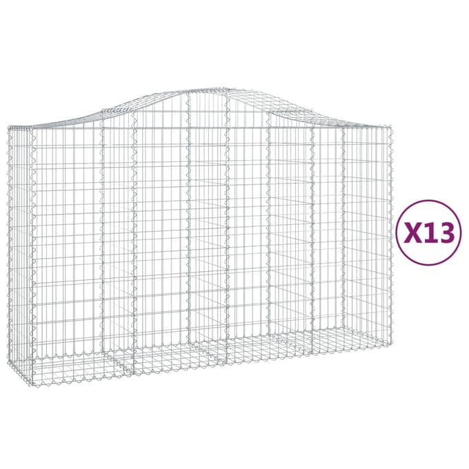 vidaXL - Schanskorven - 13 - st - gewelfd - 200x50x120/140 - cm - ijzer
