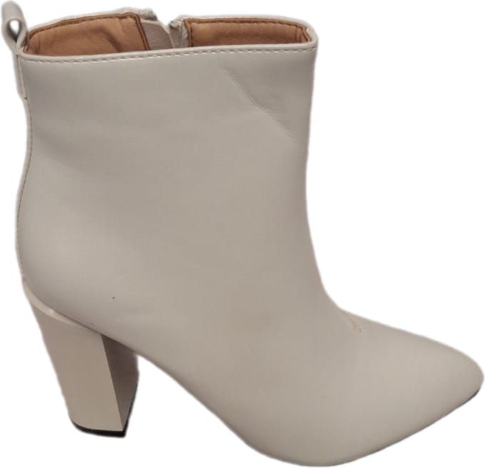 LUCKYSHOES-ENKELBOOTS-WHITE-BLOKHAK 9 CM-LEDERLOOK-41