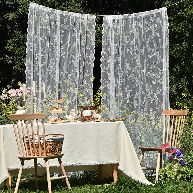 Tweedelig transparant gordijn - Woondecoratie - 100 x 250 cm - Wit