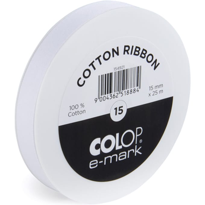 Lint Colop E-mark 15mmx25m wit
