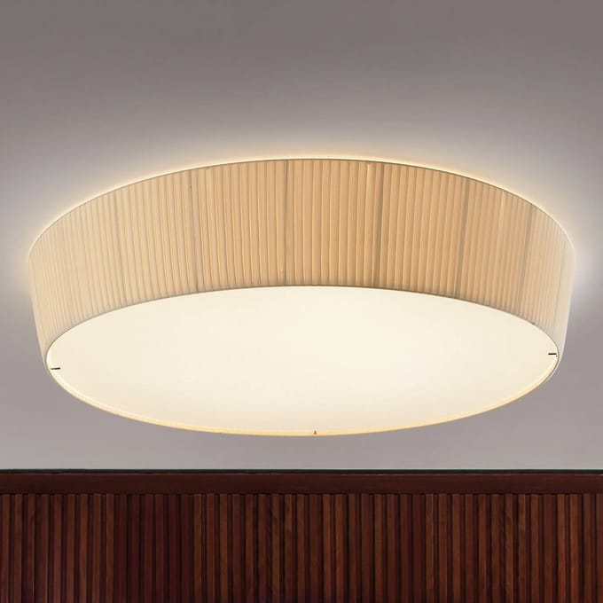 Bover Plafonet 95 textiel-plafondlamp, Band crème