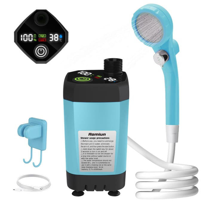 Camping Douchepomp RV Buitendouchekit Campingdouche Intelligente Digitale Display Verstelbare Douche 6000mah