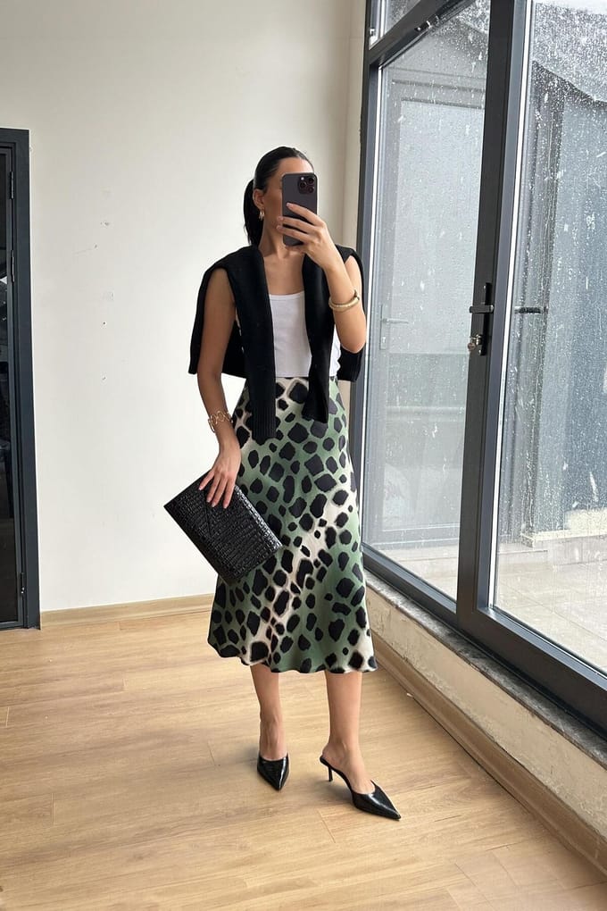 Leopard Midi Rok