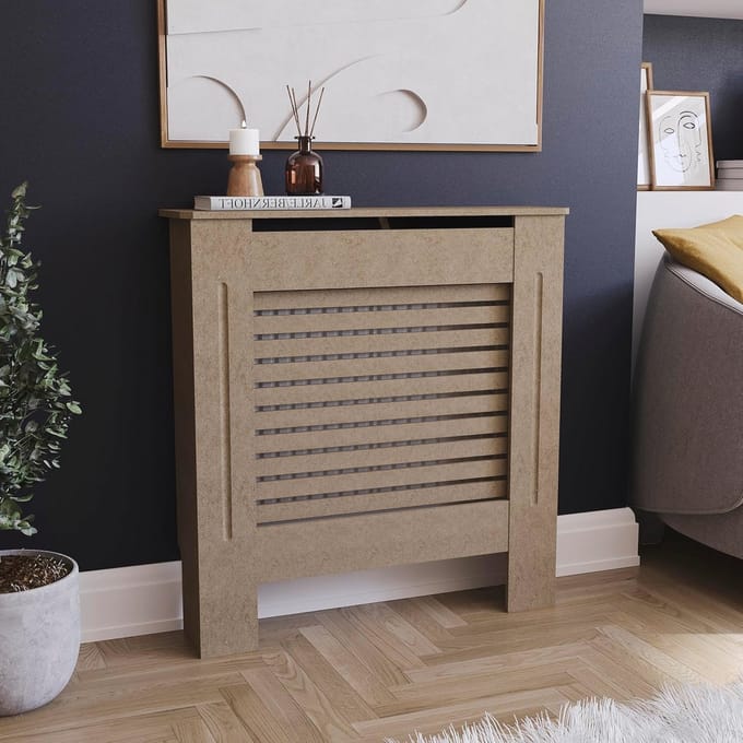 Moderne Radiatorhoes van Ongeverfd MDF - Klein (H: 82 / W: 78 / D: 19 cm)