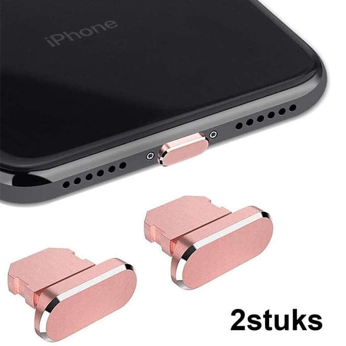 Dustplug geschikt voor iPhone - Stofplug - Dustplug - Dust plug - Iphoneplug - Stofvrij - 2stuks - Roze - Lightning