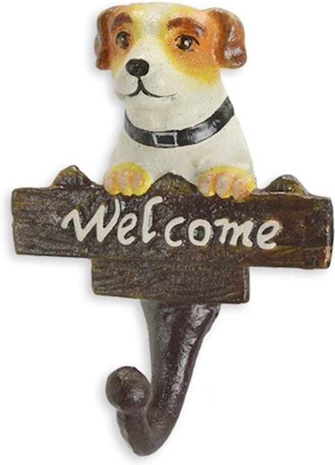 MadDeco - set van 2 gietijzeren welcome wandhaken hond