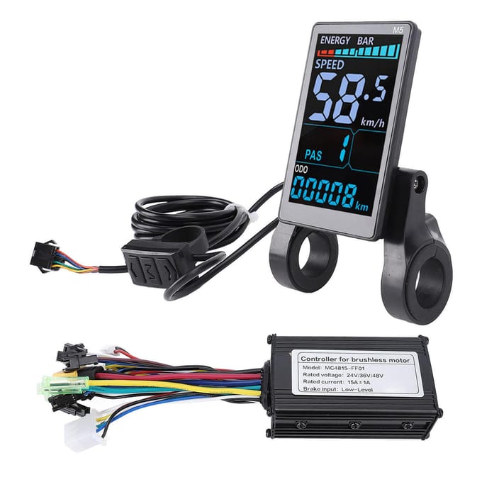 Borstelloze Motorcontroller met Kleuren LCD Paneel 36V 48V 15A Aluminiumlegering Sinusgolf 3 Modus black