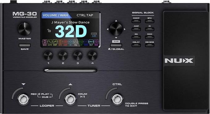 Multi-effectpedaal - NUX MG30 - Amp modeling - IR loader - Looper - Drumcomputer - USB audio-interface