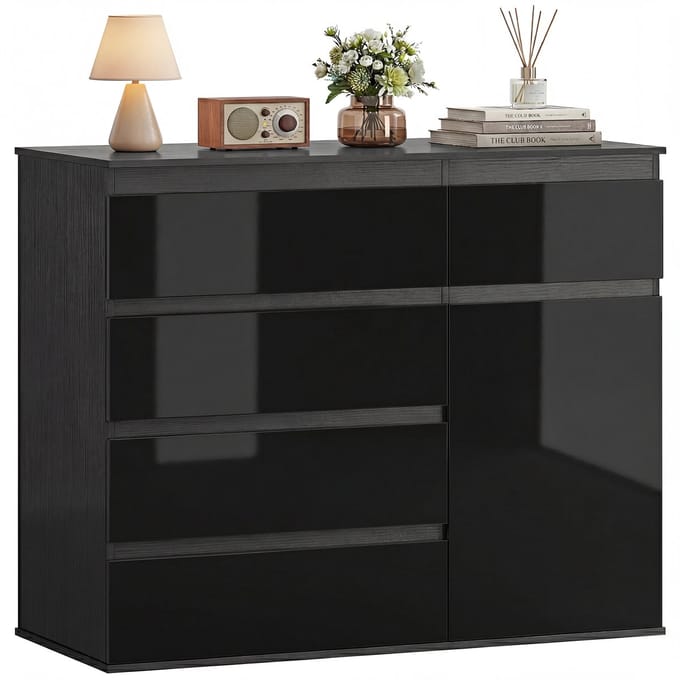 HOMCOM Dressoir-Spaanplaat, MDF-100L x 40B x 80H cm-Zwart