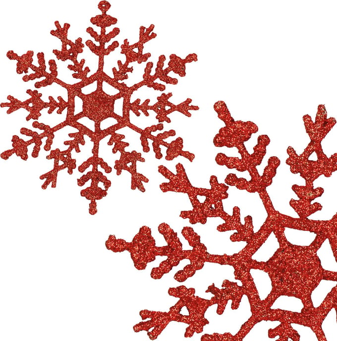 Springos Kersthanger | Kerstversiering |Sneeuwvlok | 3 Stuks | 12 cm | Rood
