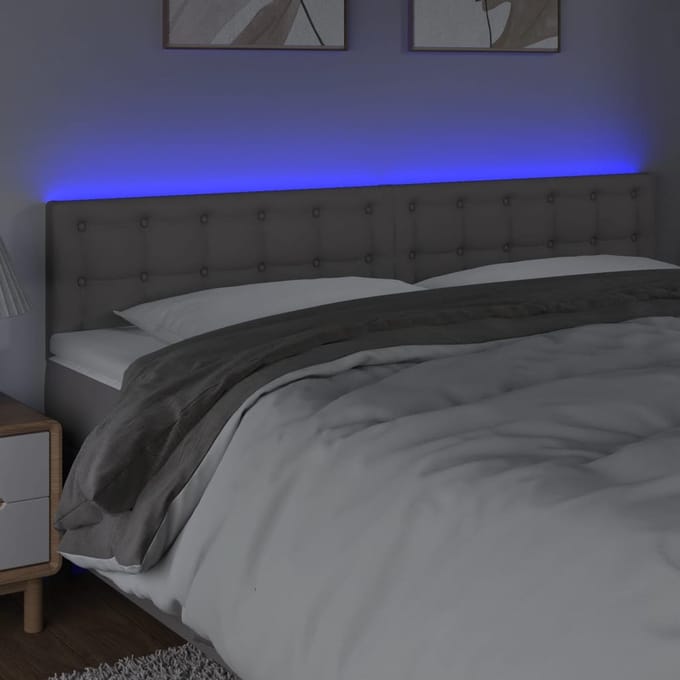 vidaXL - Hoofdbord - LED - 180x5x78/88 - cm - kunstleer - grijs
