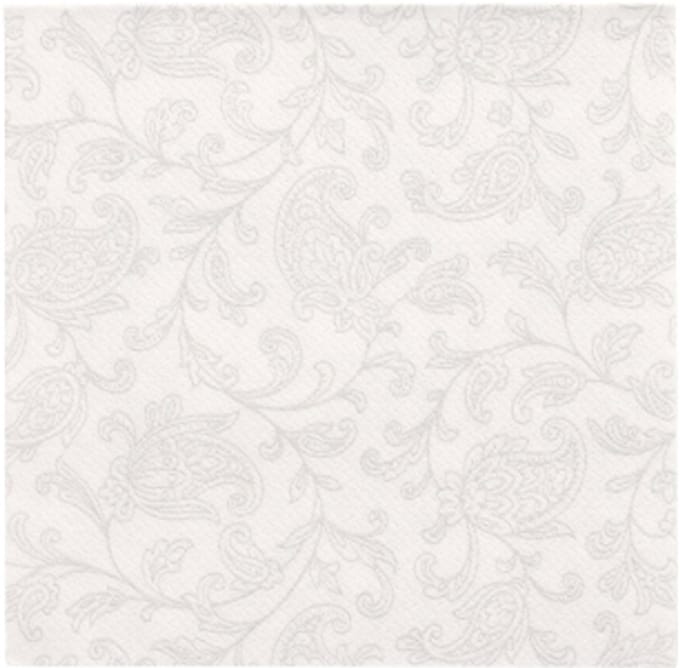 14x 20 Servetten ROYAL Collection 1/4 vouw 25 cm x 25 cm wit Ornaments