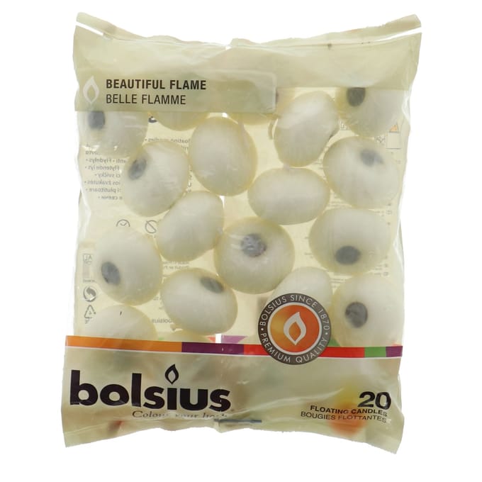 Bolsius - Drijfkaarsen - Ø4,5 cm - 20 stuks per verpakking - Ivoor