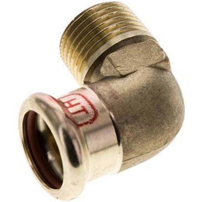 90 graden L-Perskoppeling - 18mm Persmof & R 1/2'' Buiseinde - Koperlegering