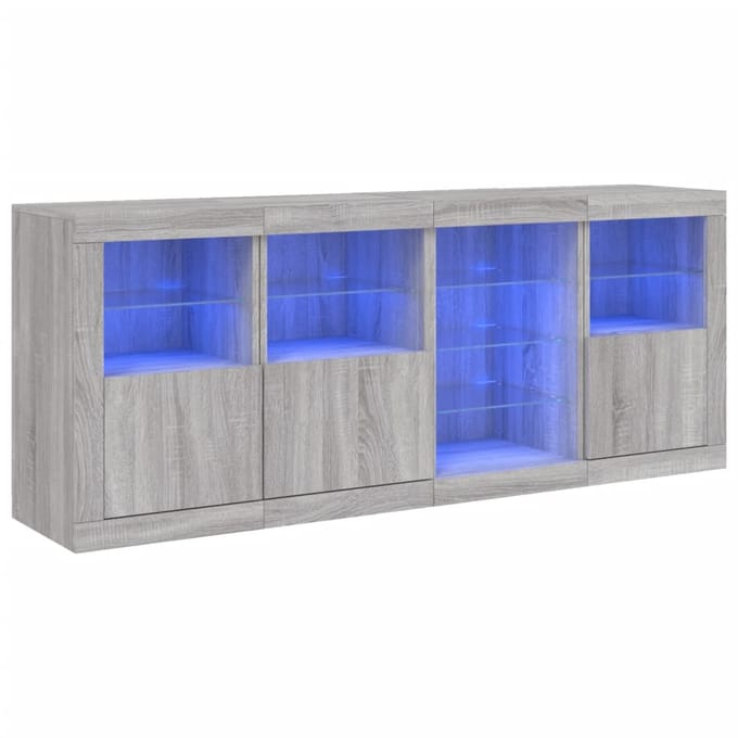 vidaXL - Dressoir - met - LED-verlichting - 164x37x67 - cm - grijs - sonoma - eiken