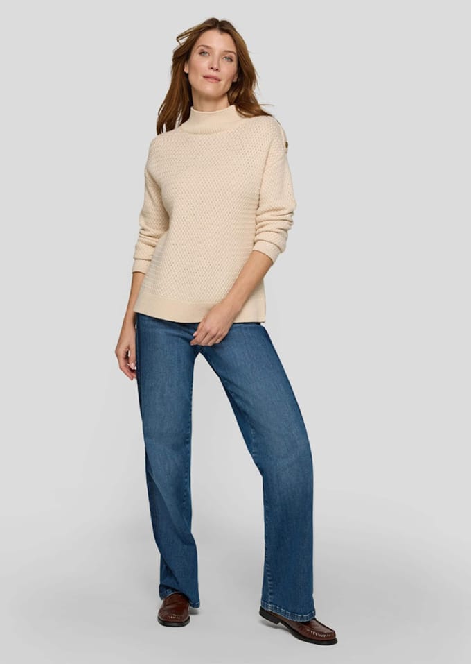 Tricot pullover met scheerwol - beige - Gr. 38 van Goldner Fashion