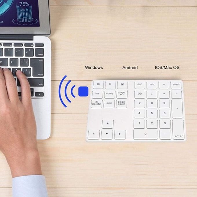 Shopcentral - Wireless Numeric Keyfield - Draadloos Getal Toetsenbord - 34 Toetsen