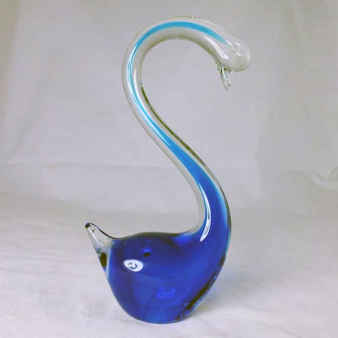AL - Zwaan - Blauw - Glas - 10 × 21.5cmH