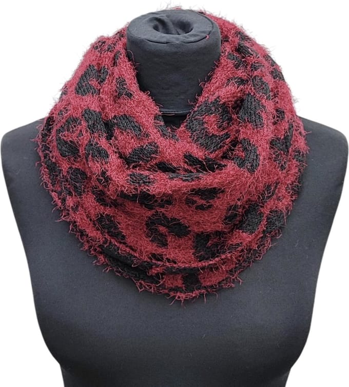 Gebreide Colsjaal - Ronde Sjaal - Rood/Zwart - 70 x 30 cm (143)