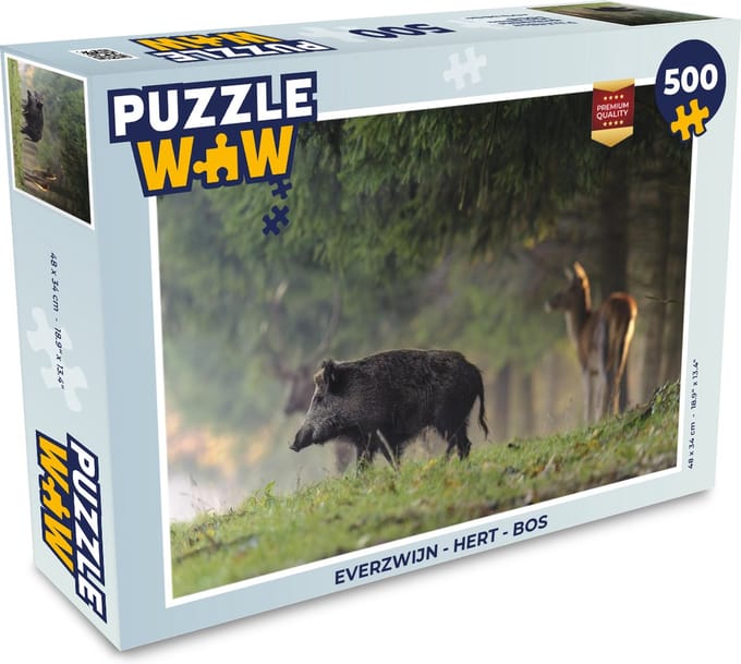 Puzzel Everzwijn - Hert - Bos - Legpuzzel - Puzzel 500 stukjes