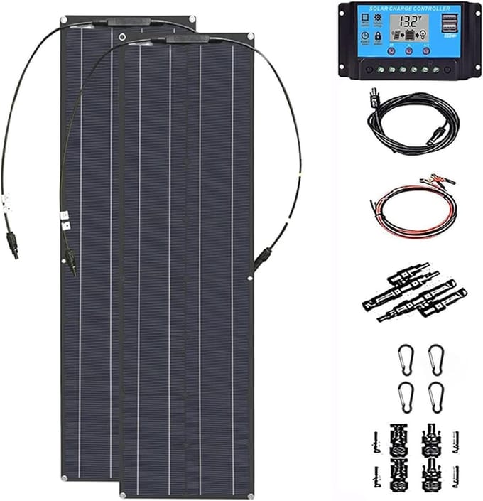 Draagbare Zonnepaneelset - Zonne-energie Systeem - Off-grid Stroomvoorziening - Flexibel Monokristallijn - 400 Watt - Zwart